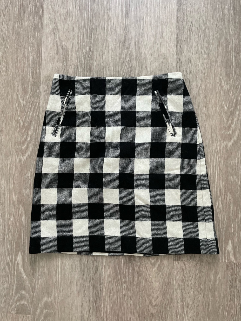 Talbots Black and White Buffalo Check Skirt with Side Zips